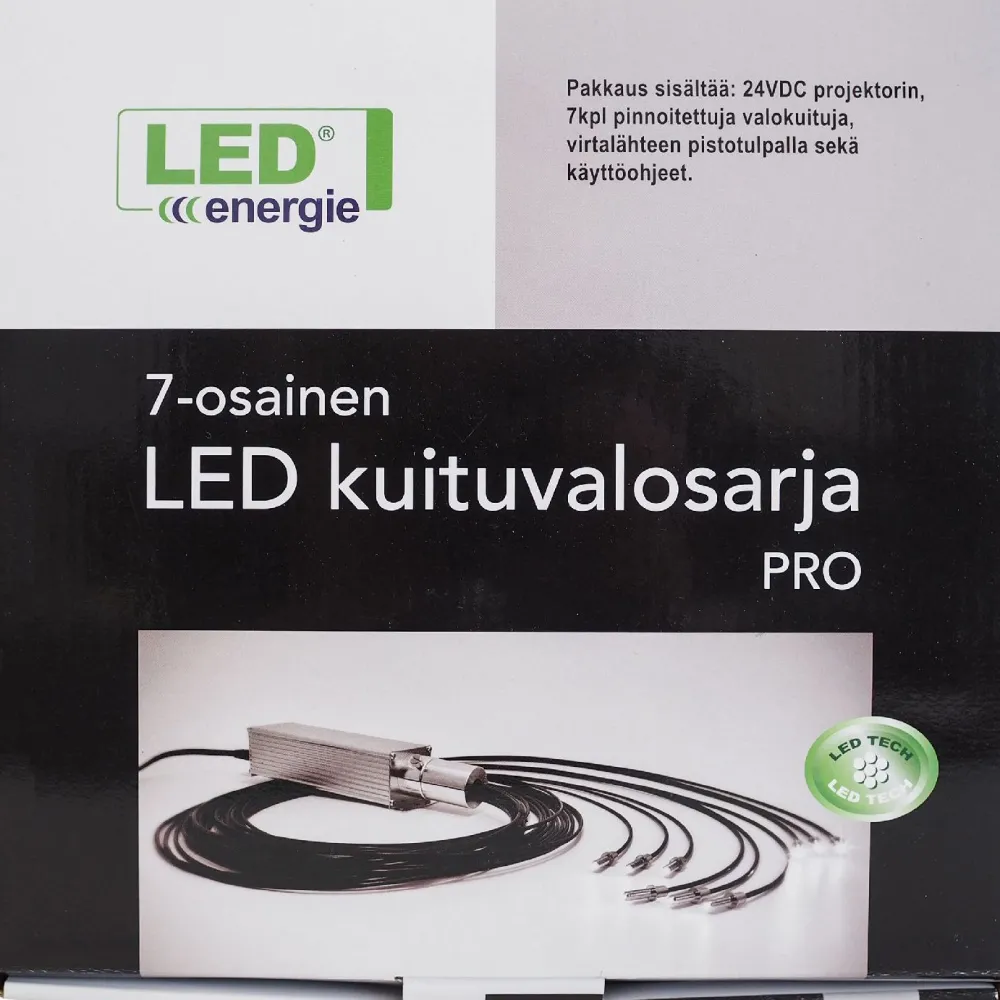 LED-kuituvalosarja 12W, 3000K, 7-osainen Saunan Kuituvalot
