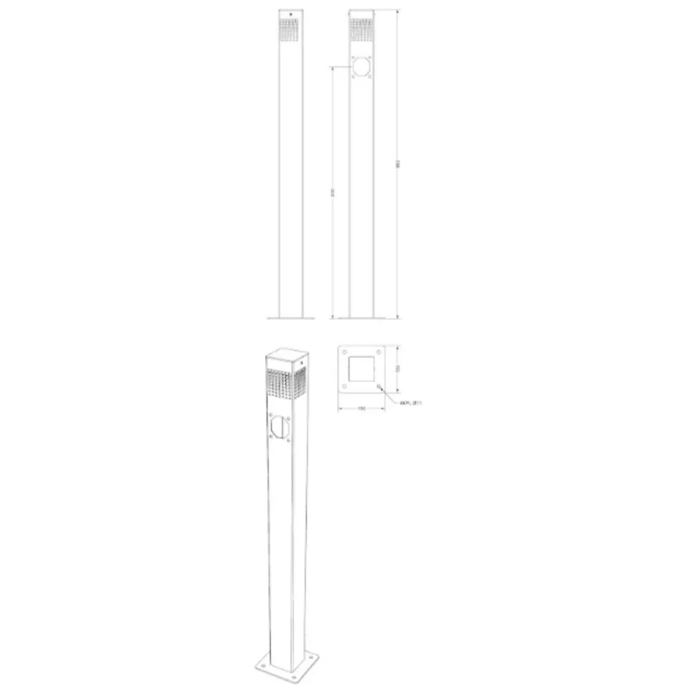 LED-laiturivalaisin Savorak, 99cm, pistorasialla, rst, musta*Savorak Laiturit Outlet