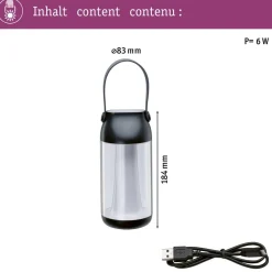 Best LED-lyhty Pulmann Cupulino, IP44, 3000K, USB-ladattava, himmennettävä Lyhdyt
