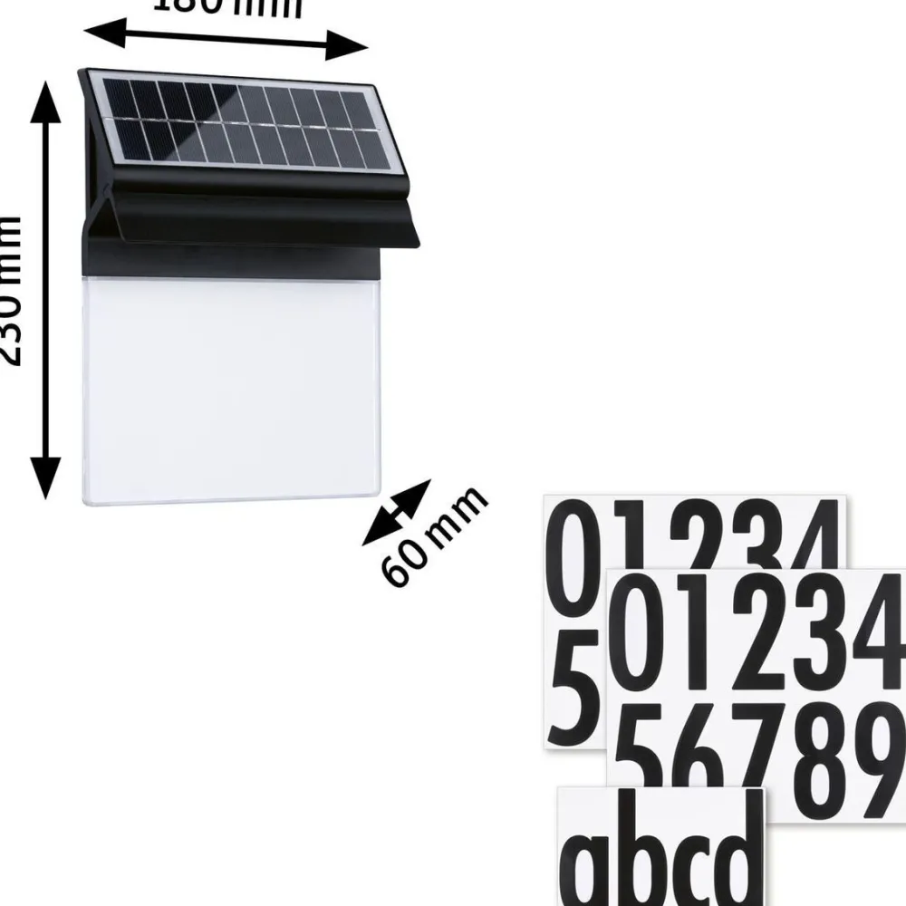 Best LED-numerovalaisin aurinkokennolla Neda, IP44, 3000K, musta Aurinkokennovalaisimet