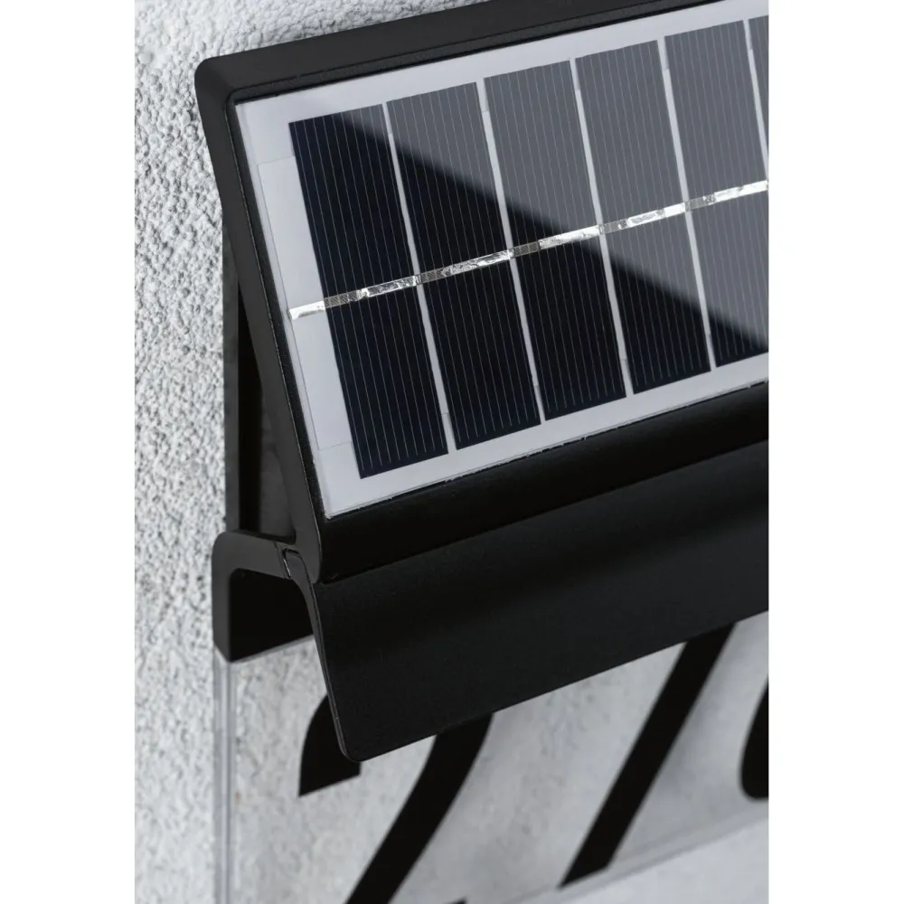 Best LED-numerovalaisin aurinkokennolla Neda, IP44, 3000K, musta Aurinkokennovalaisimet