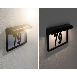 Sale LED-numerovalaisin aurinkokennolla Dayton II, IP44, 3000K, hämärätunnistin musta Aurinkokennovalaisimet|Led-Ulkovalot