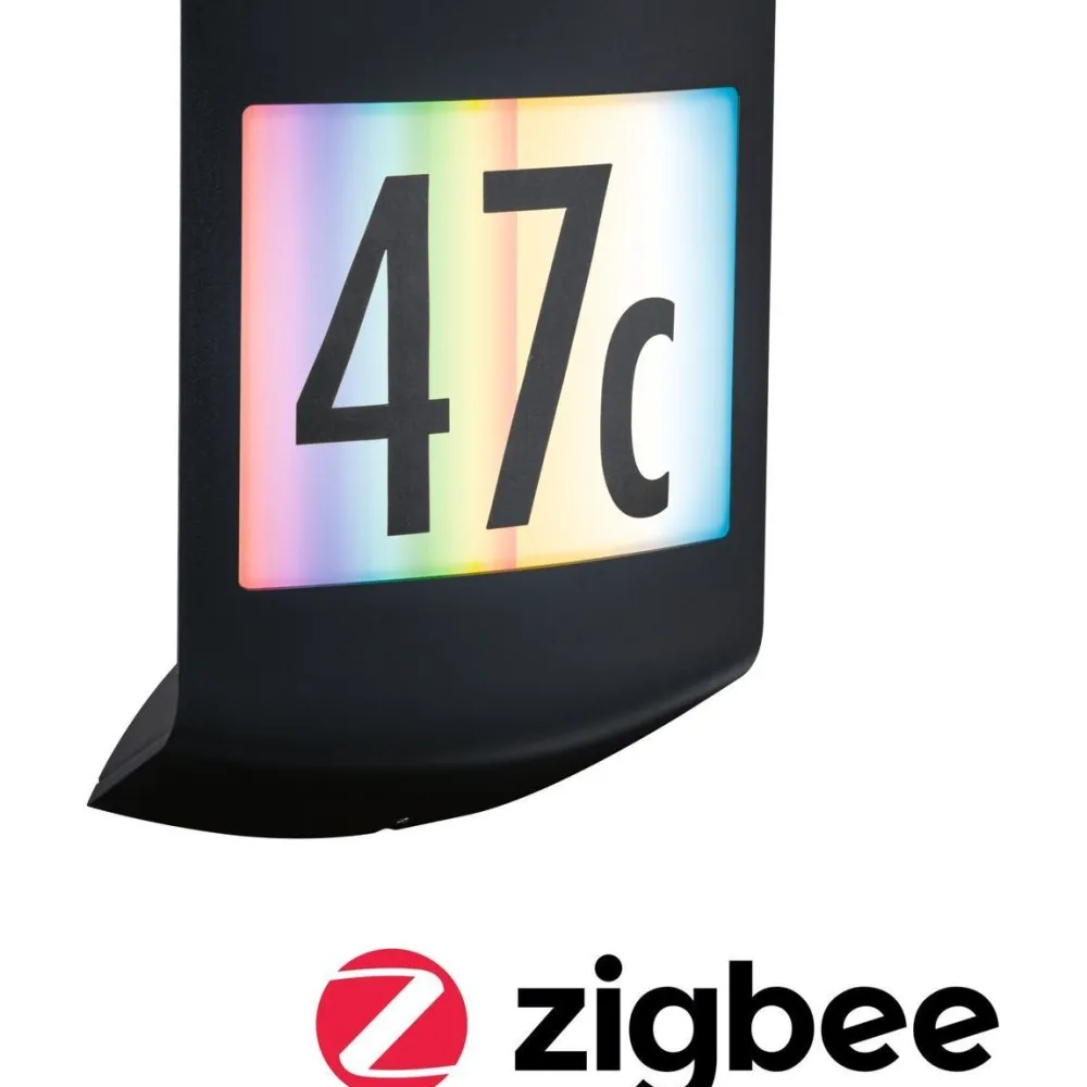 New LED-numerovalaisin liike- ja hämärätunnistimella Padea, Smart Home Zigbee 3.0, RGBW+, IP44, antrasiitti Älyvalaisimet Ulos
