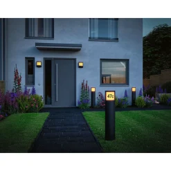 New LED-numerovalaisin liike- ja hämärätunnistimella Padea, Smart Home Zigbee 3.0, RGBW+, IP44, antrasiitti Älyvalaisimet Ulos