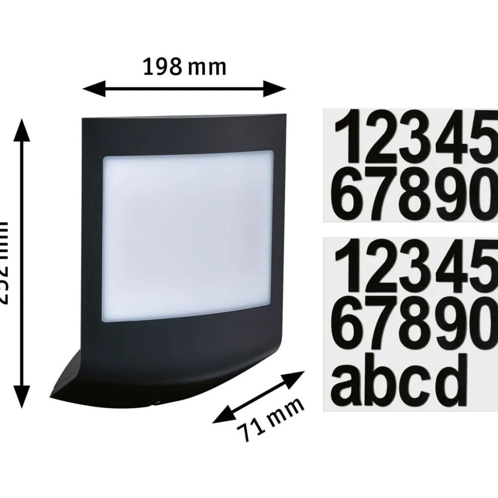 New LED-numerovalaisin liike- ja hämärätunnistimella Padea, Smart Home Zigbee 3.0, RGBW+, IP44, antrasiitti Älyvalaisimet Ulos