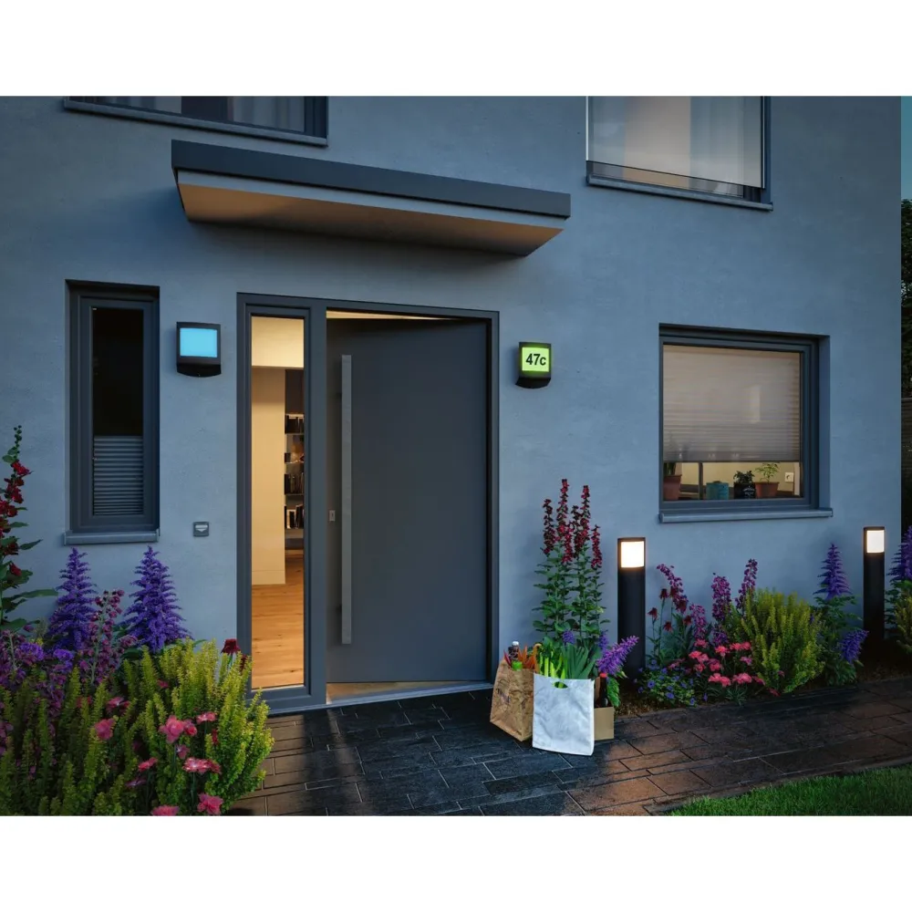 New LED-numerovalaisin liike- ja hämärätunnistimella Padea, Smart Home Zigbee 3.0, RGBW+, IP44, antrasiitti Älyvalaisimet Ulos