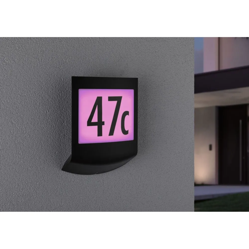New LED-numerovalaisin liike- ja hämärätunnistimella Padea, Smart Home Zigbee 3.0, RGBW+, IP44, antrasiitti Älyvalaisimet Ulos