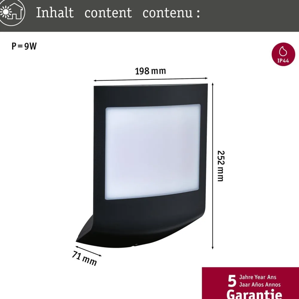 LED-numerovalaisin liike- ja hämärätunnistimella Padea, Smart Home Zigbee 3.0, IP44, antrasiitti*Paulmann Clearance