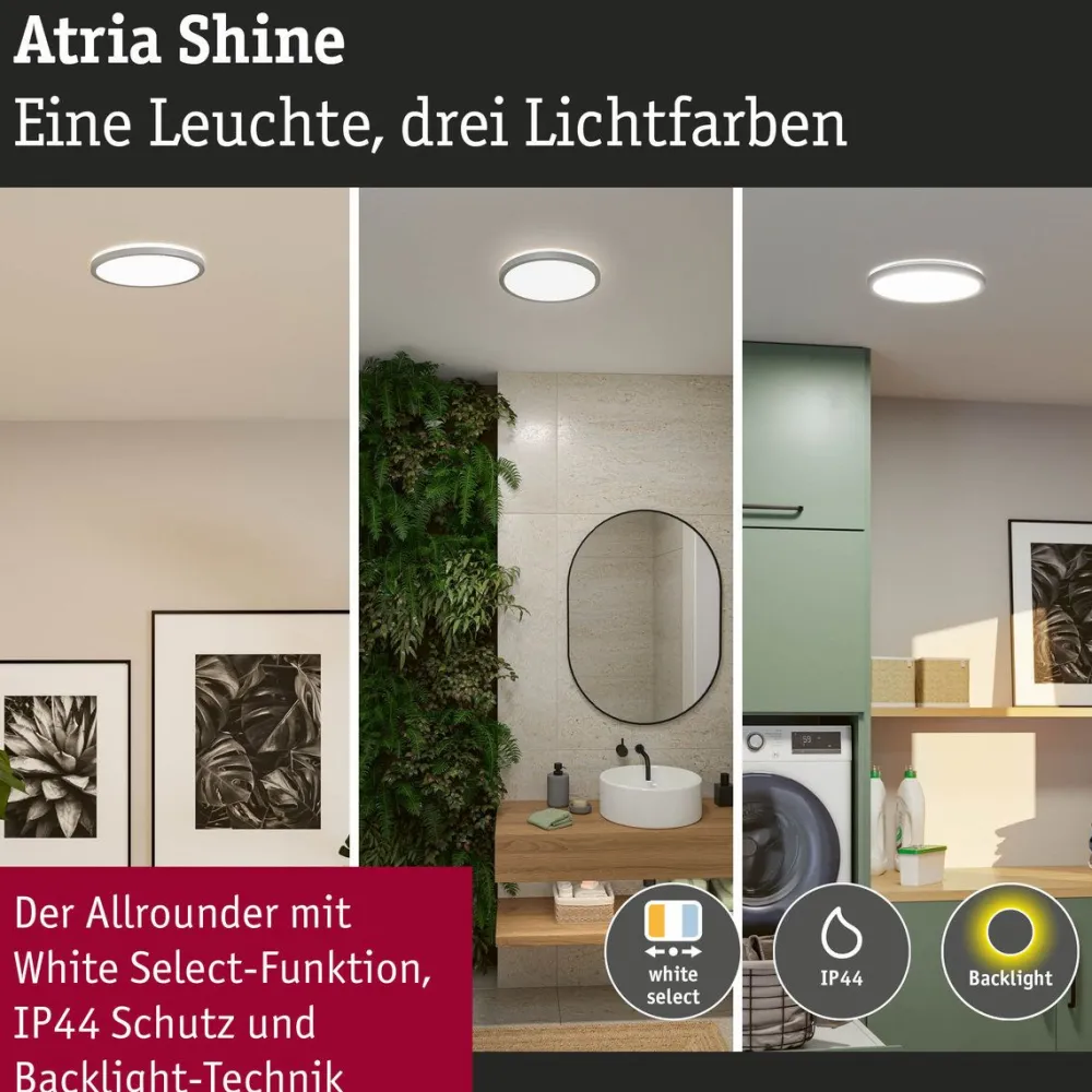LED-paneeli Atria Shine, pyöreä, IP44, 3000-6500K, eri kokoja*Paulmann Clearance