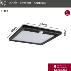 Sale LED-paneeli ulkokäyttöön Lamina, IP44, 25x25cm, liiketunnistin, hämärätunnistin, säädettävä värilämpötila, eri värejä Kattovalaisimet|Kattovalaisimet Ulos