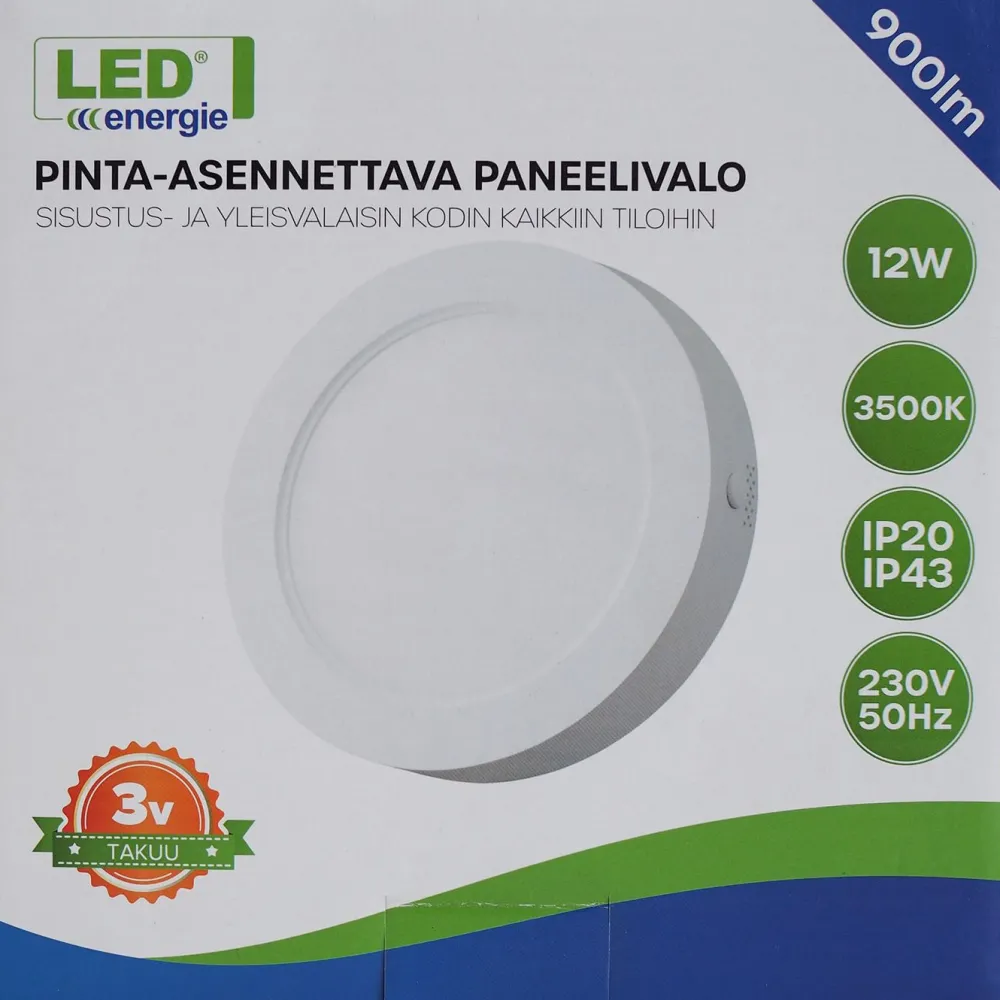 LED-paneelivalaisin , 12W, 3500K, Ø174mm*LED Energie Discount