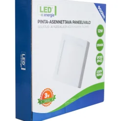 Hot LED-paneelivalaisin , 12W, 900lm, 3500K, pinta-asennettava, neliö, sisäänrakennettu liitäntälaite Led-Paneelit|Yleisvalaisimet
