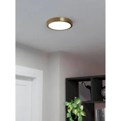 LED-Plafondi Fueva 5 harjattu messinki/valkoinen pyöreä eri kokoja Plafondit