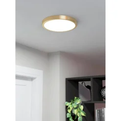 LED-Plafondi Fueva 5 harjattu messinki/valkoinen pyöreä eri kokoja Plafondit