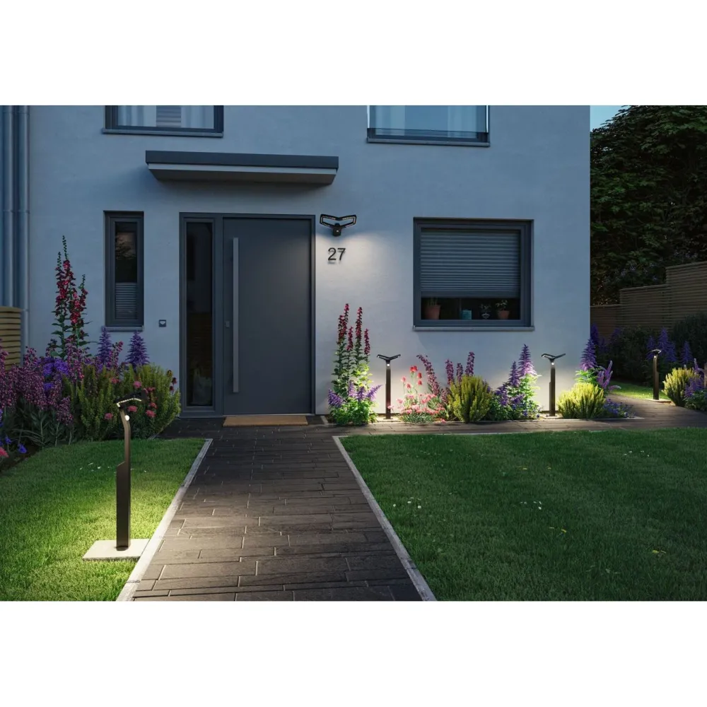 LED-pollarivalaisin Alara 665mm 3000K 10W 450lm hämäräohjattu liiketunnistin IR antrasiitti*Paulmann New
