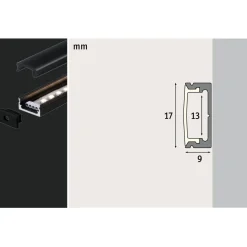 LED-profiili diffuusorilla Base, musta, eri kokoja*Paulmann Clearance