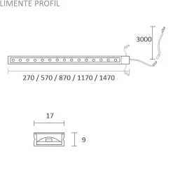 New LED-profiili 117, 24V 11W IP44, 17x1170x9mm, alulook Led-Listat