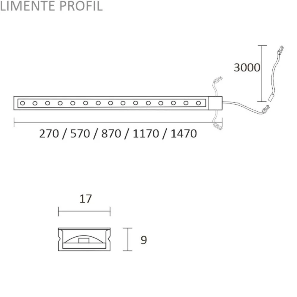 New LED-profiili 117, 24V 11W IP44, 17x1170x9mm, alulook Led-Listat
