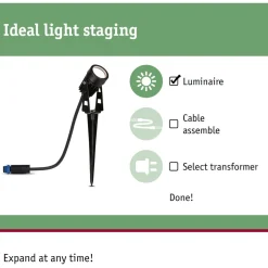 LED-puutarhaspotti Plug & Shine maapiikki IP65 3000K 3.5W 21VA musta, 3kpl/pkt*Paulmann Hot