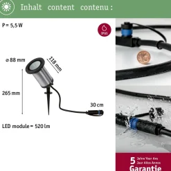 LED-puutarhaspotti Plug & Shine Classic, IP65, 3000K, antrasiitti*Paulmann New