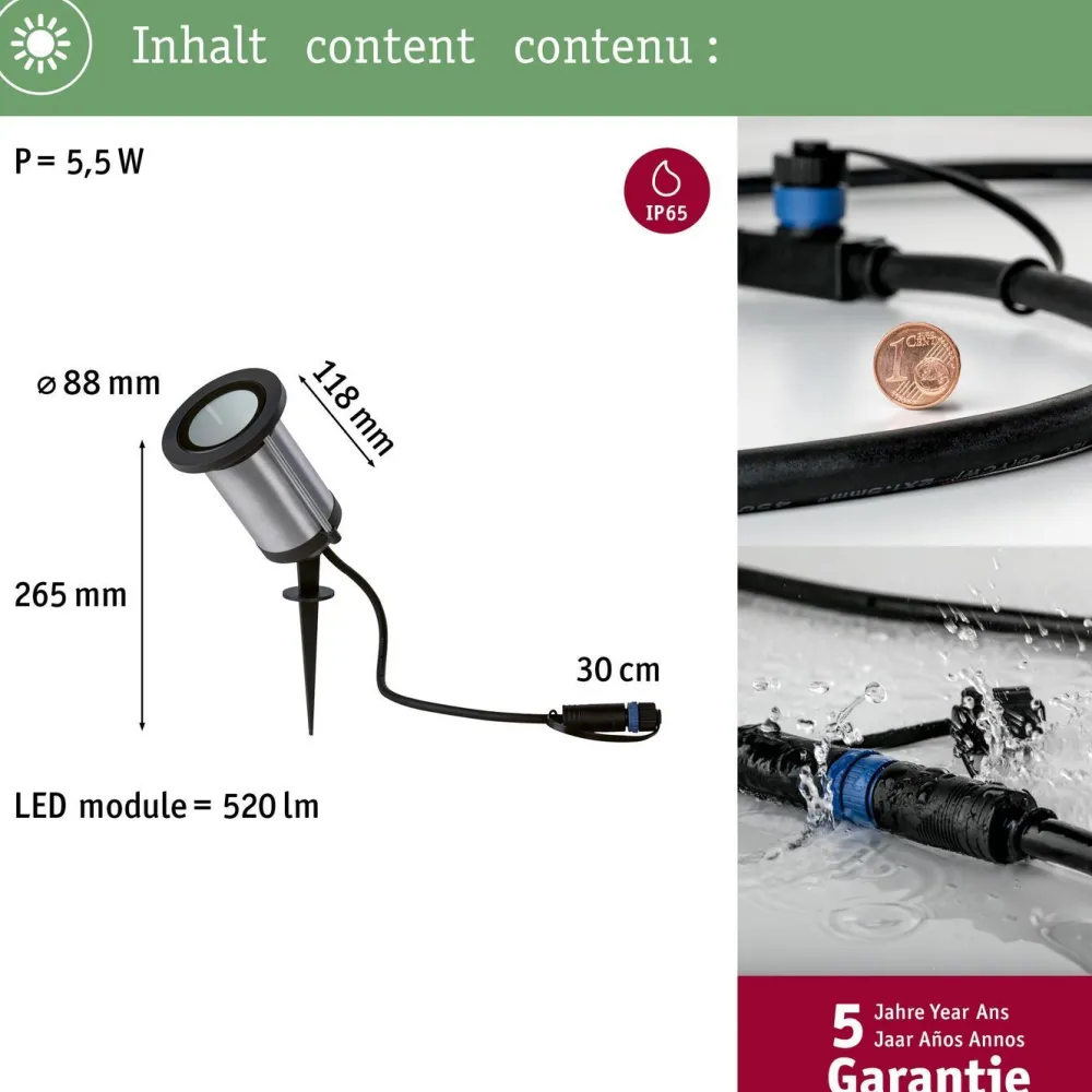 LED-puutarhaspotti Plug & Shine Classic, IP65, 3000K, antrasiitti*Paulmann New