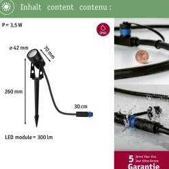 New LED-puutarhaspotti Plug & Shine maapiikki IP65 3000K 3.5W musta Puutarhavalaisimet
