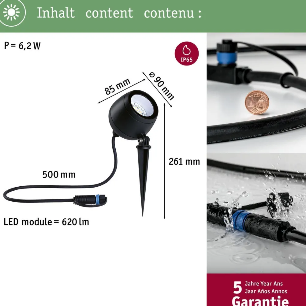 LED-puutarhaspotti Plug & Shine Kikolo, Smart Home Zigbee 3.0, IP65, RGBW+, antrasiitti*Paulmann Hot