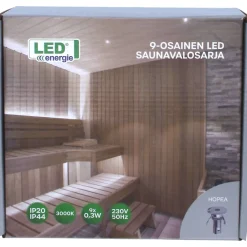 LED-saunavalosarja , 9-osainen, hopea, teflon*LED Energie Sale