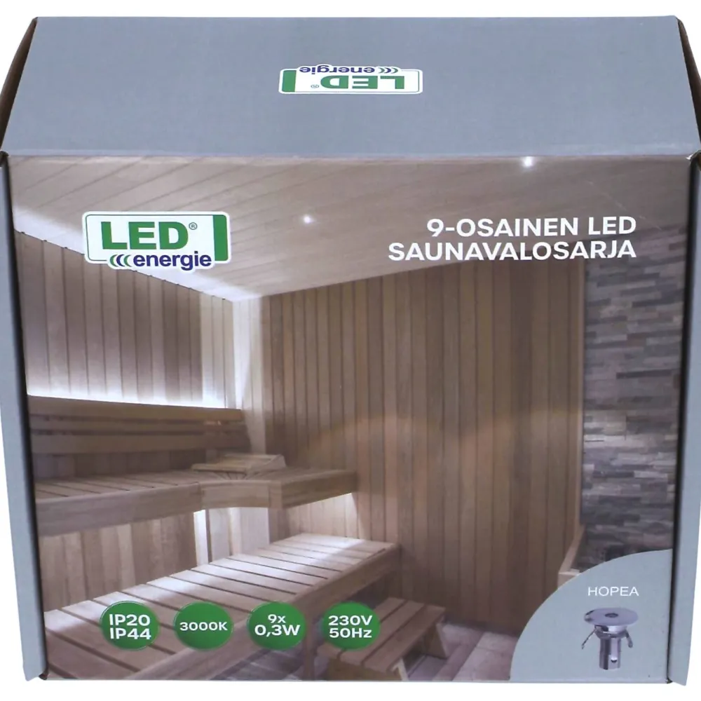 LED-saunavalosarja , 9-osainen, hopea, teflon*LED Energie Sale