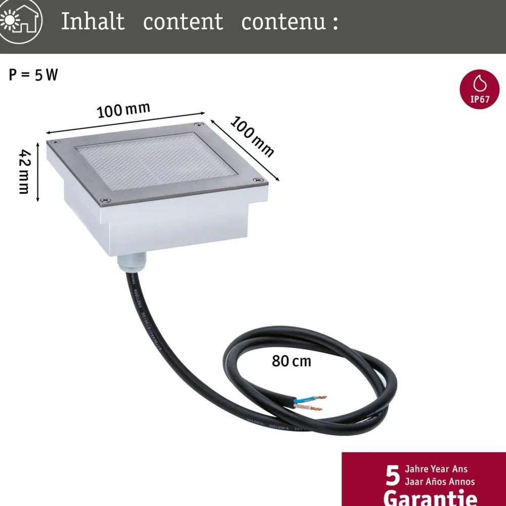 LED-terassivalaisin liiketunnistimella Brick, IP67, 10x10cm, 3000K, alumiini*Paulmann Hot
