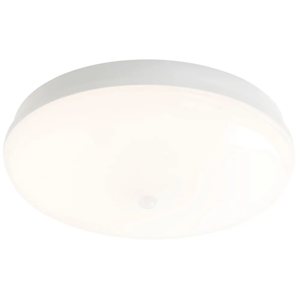 Clearance LED-tunnistinvalaisin Lumi II 320, 12W/840, PIR M-S, Ø320x94mm, IP44, valkoinen/opaali Tunnistinvalaisimet|Plafondit