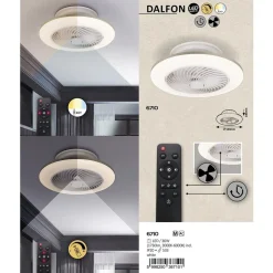 LED-tuuletinvalaisin Dalfon CCT 3000-6000K 36W Ø55 cm valkoinen*Rabalux Online