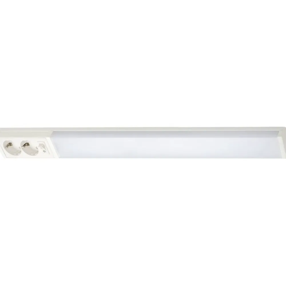 LED-työpistevalaisin Handy 750, 11W/830/840, 750x74mm, 2-osainen pistorasia+kytkin, IP21, valkoinen/opaali Keittiövalaisimet