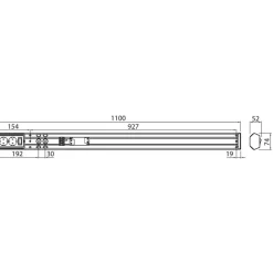 New LED-työpistevalaisin Handy 1100, 14W/830/840, 1100x74mm, 2-osainen pistorasia+kytkin, IP21, valkoinen/opaali Keittiövalaisimet