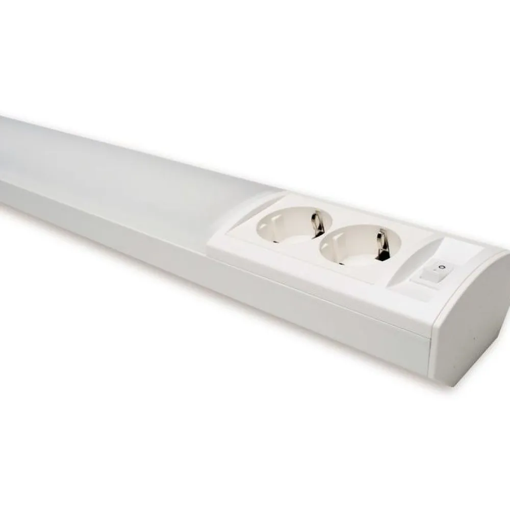 LED-työpistevalaisin Ami AL122L1020 14W/830/840 1020 mm 2-osainen pistorasia + kytkin valkoinen*Ensto Discount