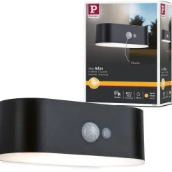 LED-ulkoseinävalaisin aurinkokennolla Adya, IP44, 3000K, liiketunnistin, musta*Paulmann Best