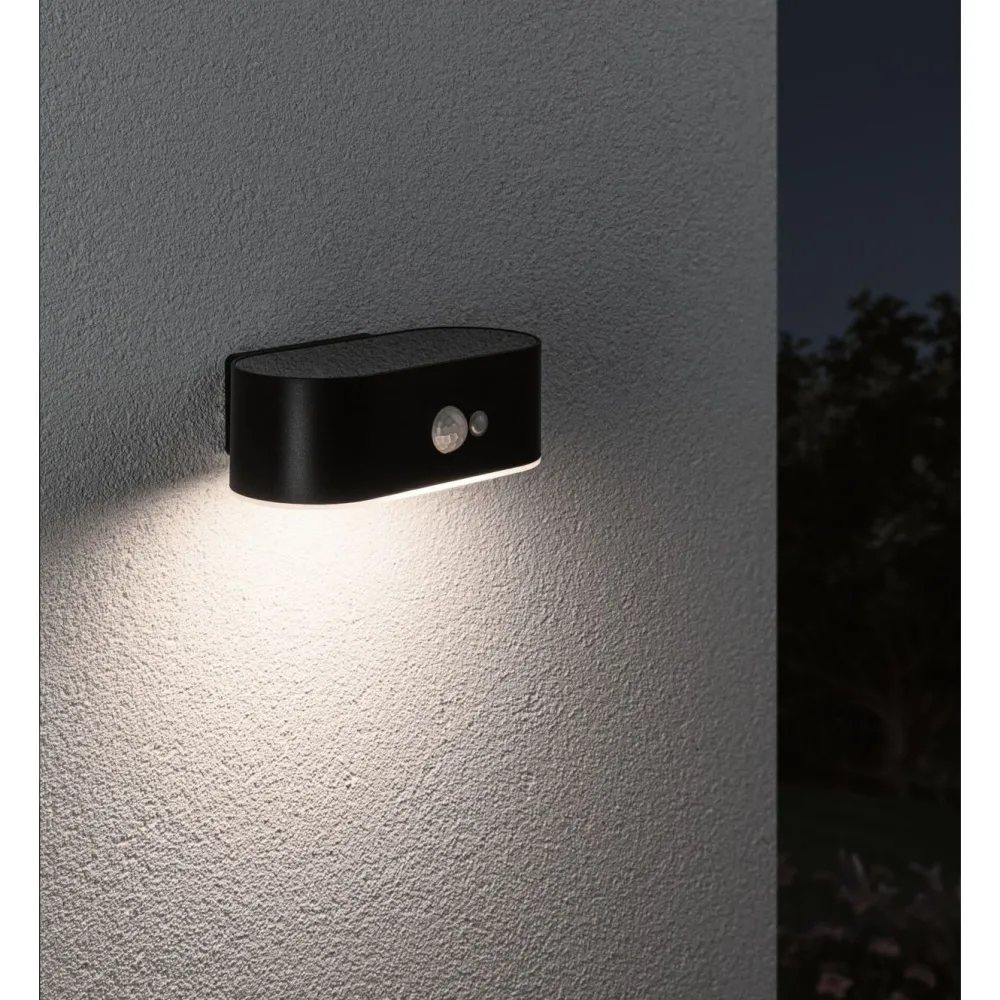 LED-ulkoseinävalaisin aurinkokennolla Adya, IP44, 3000K, liiketunnistin, musta*Paulmann Best