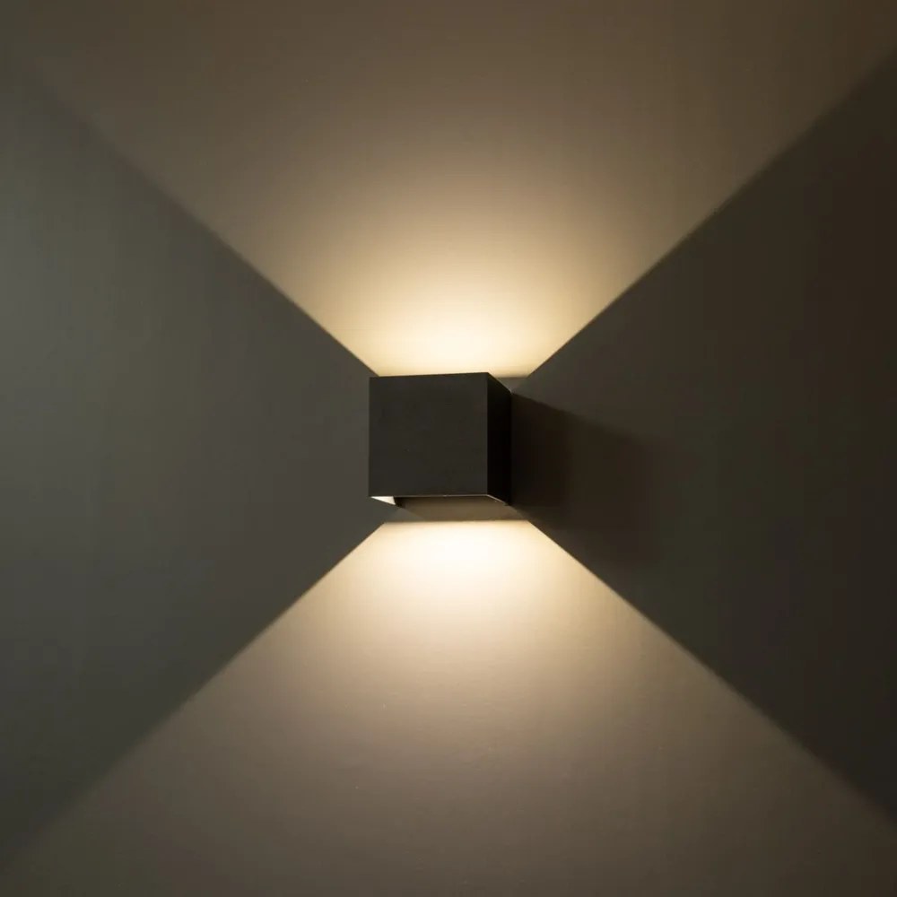 LED-ulkoseinävalaisin Iina 2x5W eri valonvärejä 570lm säädettävä keila musta*FTLight Discount