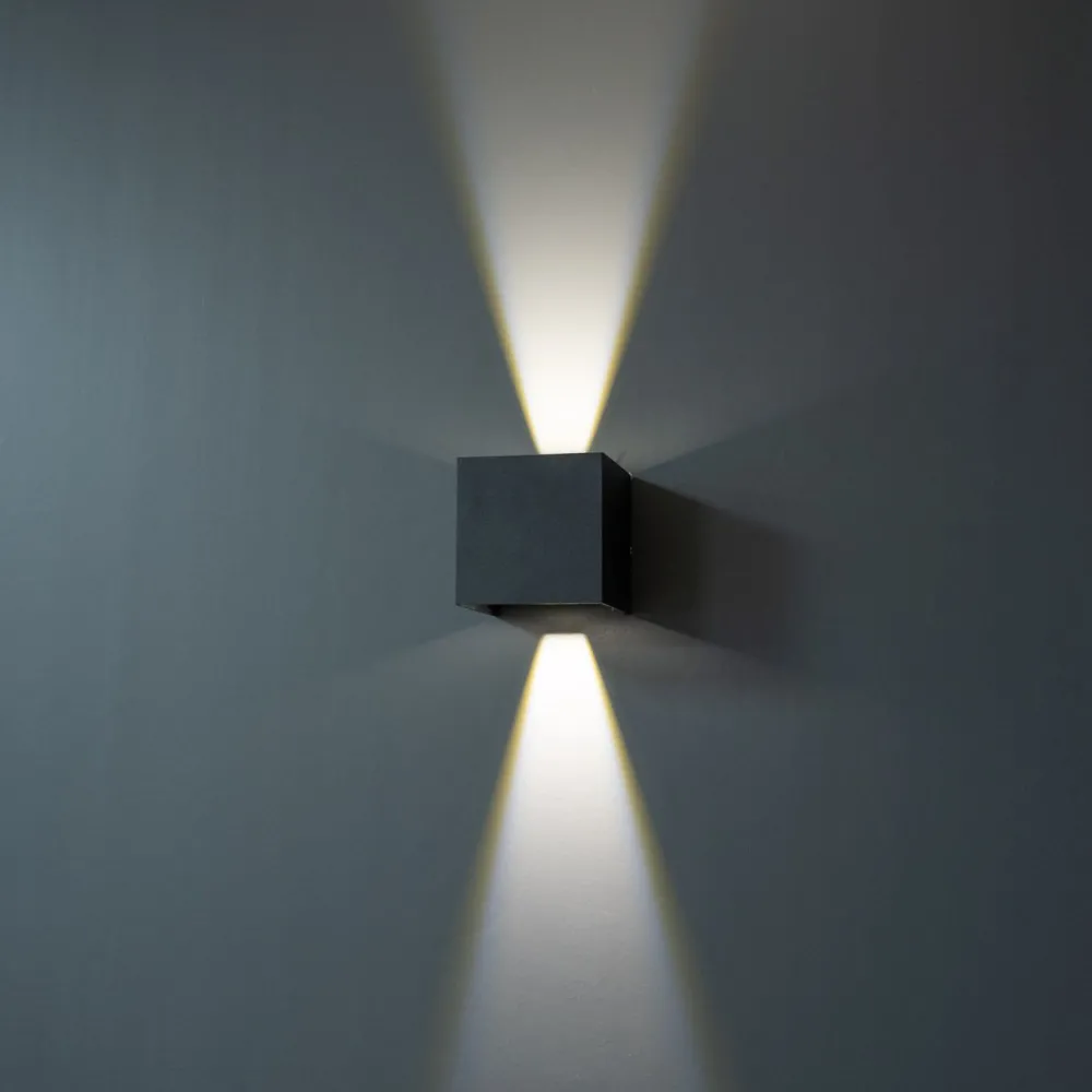 LED-ulkoseinävalaisin Iina 2x5W eri valonvärejä 570lm säädettävä keila musta*FTLight Discount