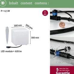 Outlet LED-ulkovalaisin Plug & Shine Cube, IP67, 3000K, valkoinen Puutarhavalaisimet