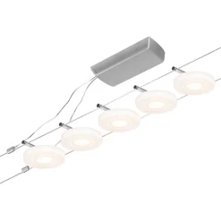 LED-Vaijerivalaisinsetti Disc 5 valaisinta + muuntaja + vaijeri 3000K kromi*Paulmann Outlet