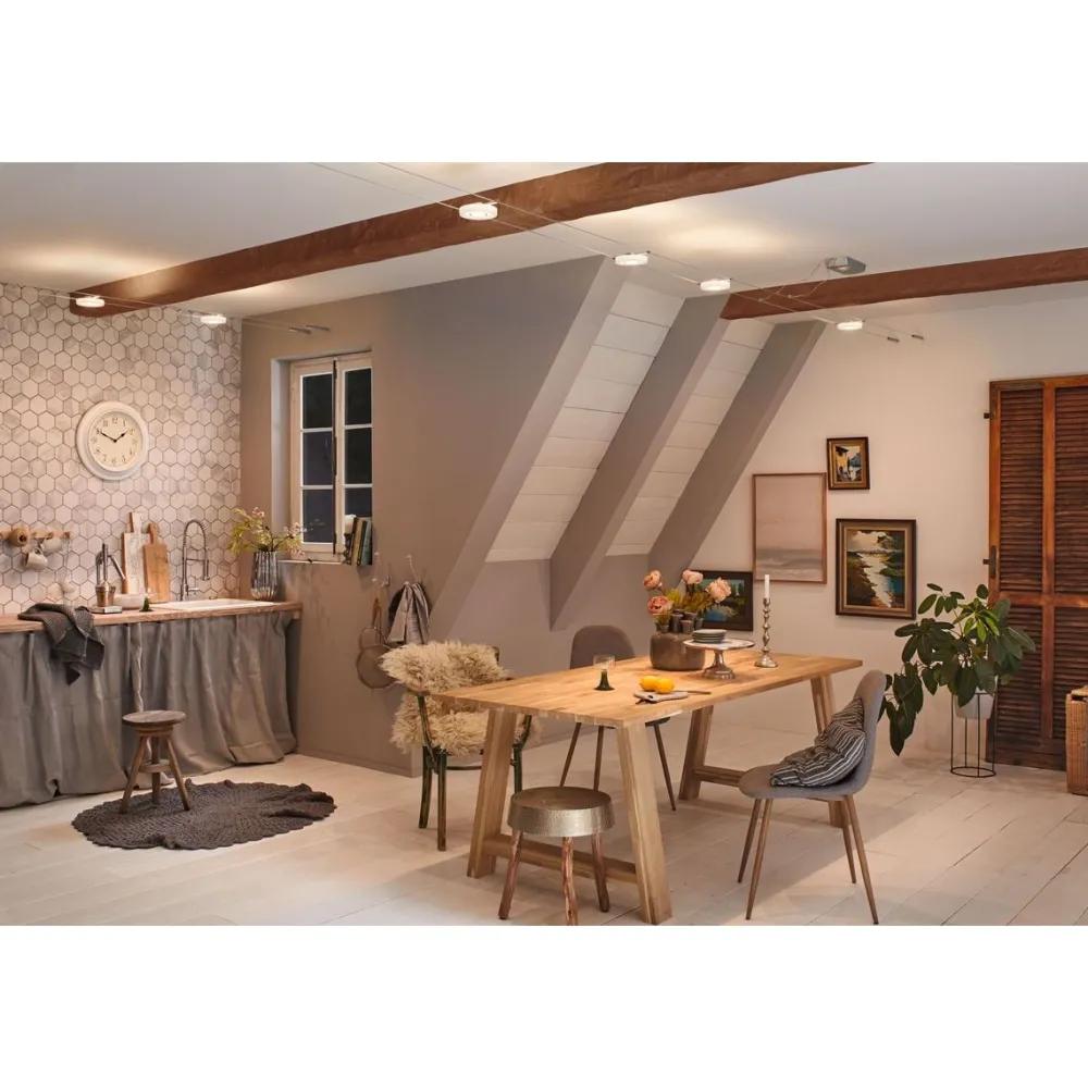 LED-Vaijerivalaisinsetti Disc 5 valaisinta + muuntaja + vaijeri 3000K kromi*Paulmann Outlet