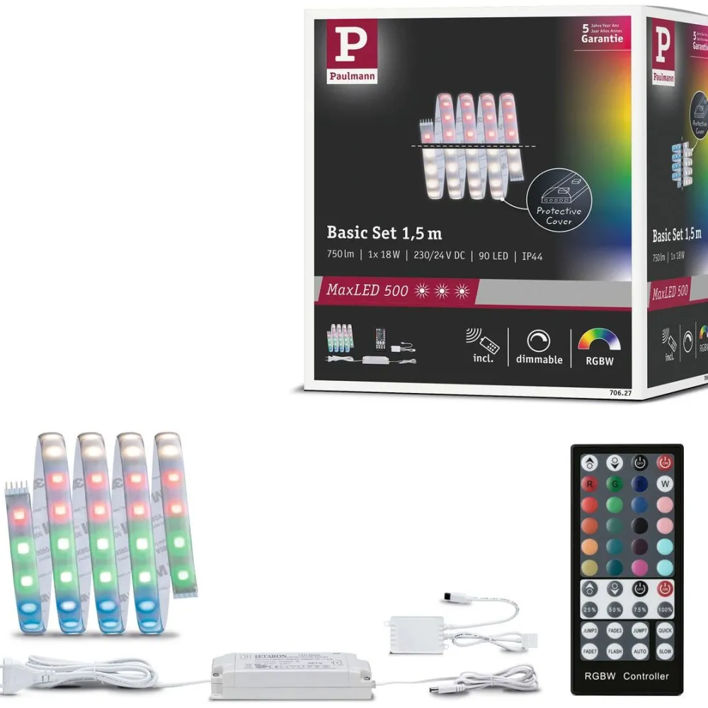 LED-valonauha MaxLED 500, aloituspakkaus, 1.5m, IP44, 18W, 440lm/m, RGBW+, 36VA*Paulmann Best