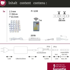 LED-valonauha MaxLED 500, aloituspakkaus, 1.5m, IP44, 10W, 470lm/m, 20VA, säädettävä värilämpötila*Paulmann Outlet