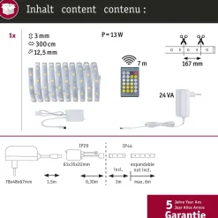 Hot LED-valonauha MaxLED 250, aloituspakkaus, IP44, 230lm/m, säädettävä värilämpötila, 24VA, eri kokoja Led-Nauhat