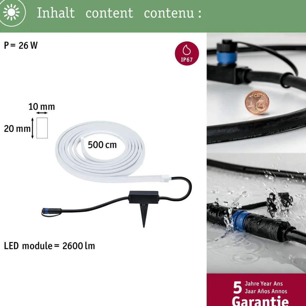 LED-valonauha Plug & Shine Smooth, 5m, Smart Home Zigbee 3.0, IP67, RGBW+, valkoinen Älyvalaisimet Ulos