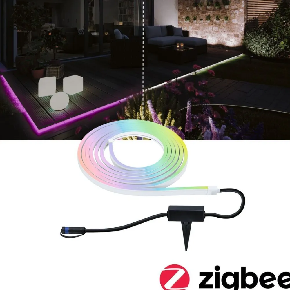 LED-valonauha Plug & Shine Smooth, 5m, Smart Home Zigbee 3.0, IP67, RGBW+, valkoinen Älyvalaisimet Ulos