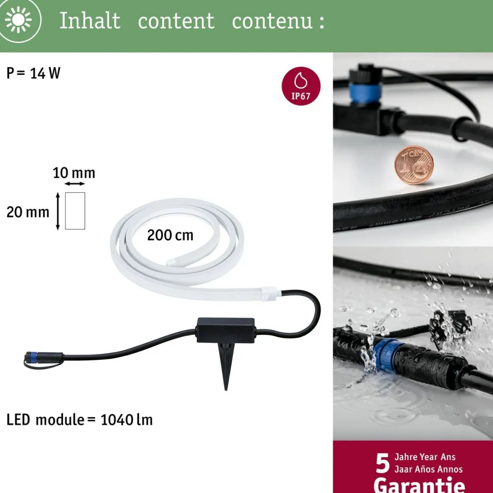 Clearance LED-valonauha Plug & Shine Smooth, 2m, Smart Home Zigbee 3.0, IP67, RGBW+, valkoinen Älyvalaisimet Ulos