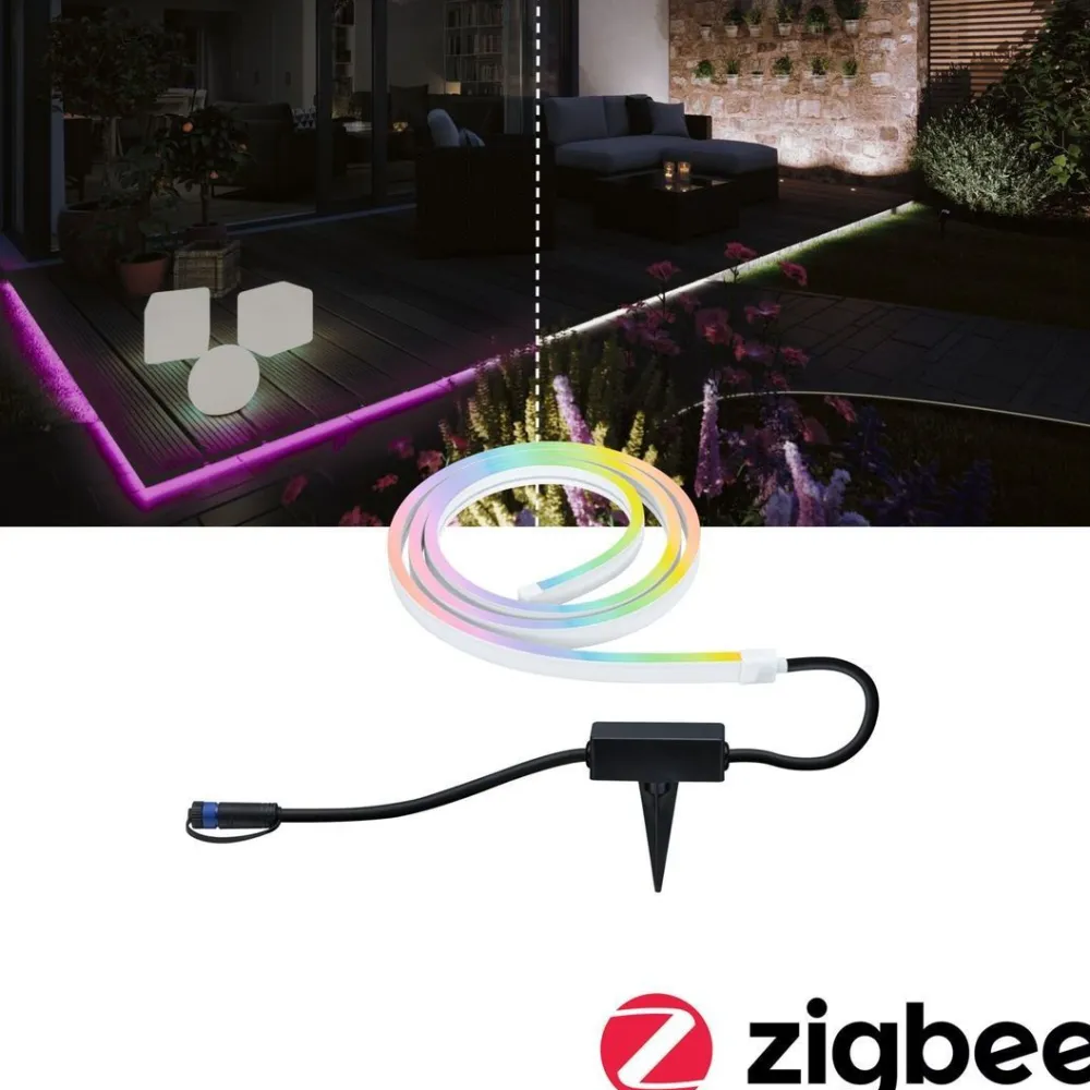 Clearance LED-valonauha Plug & Shine Smooth, 2m, Smart Home Zigbee 3.0, IP67, RGBW+, valkoinen Älyvalaisimet Ulos