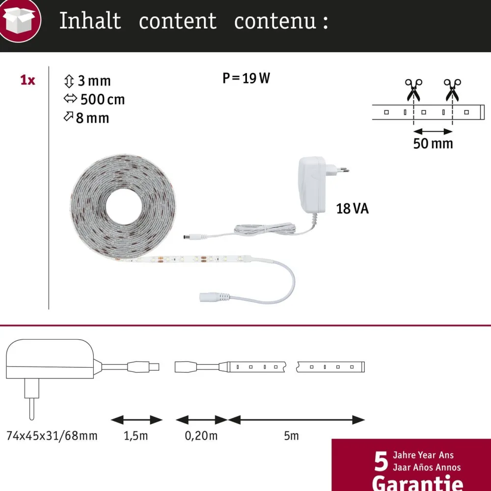 Clearance LED-valonauha SimpLED, 260lm/m, 60LEDs/m, 6500K, eri kokoja Led-Nauhat